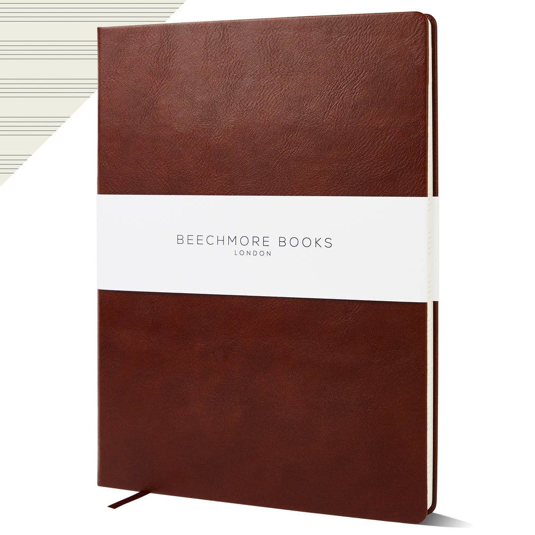 Chestnut Brown Manuscript Paper Notebook 10-Staff Music Book
